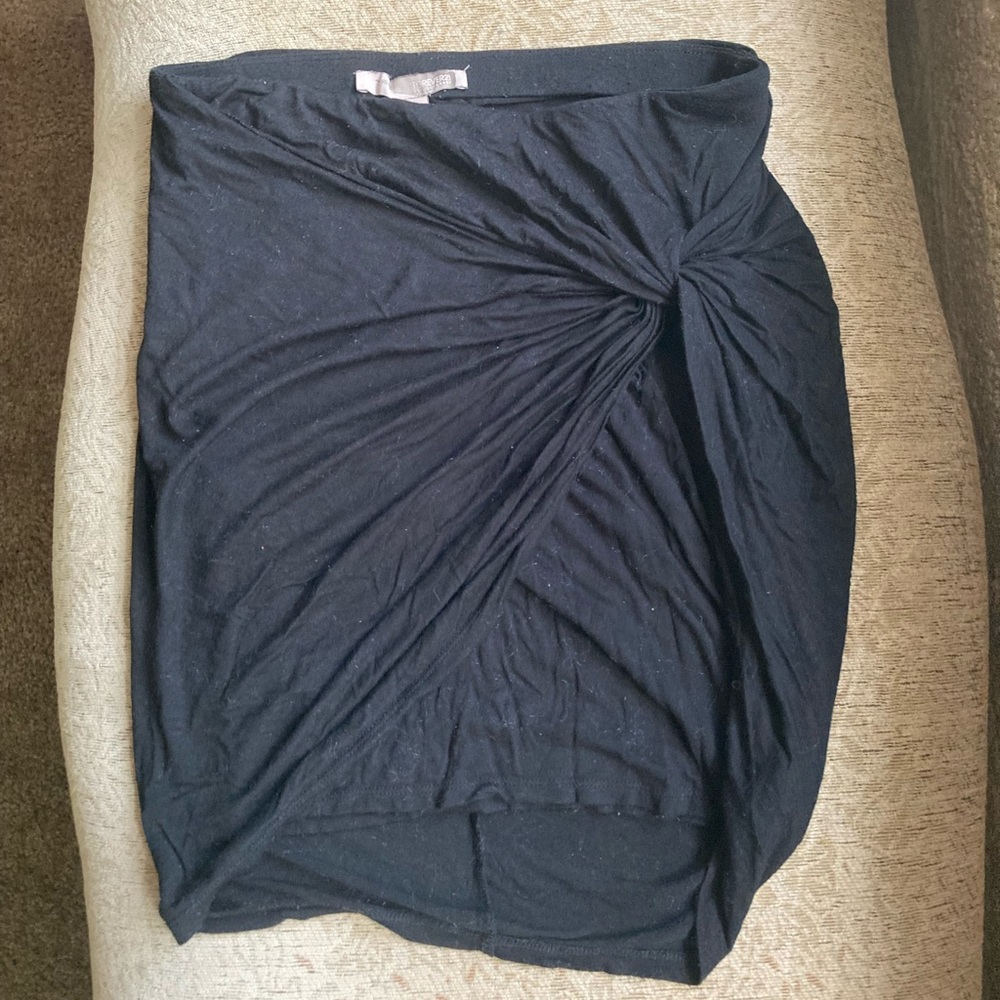 Black stretchy tube skirt with ruched/twist detail